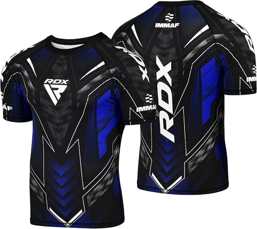 RDX IMMAF Approved Half Sleeves Compression TShirt Flexible Men Shirt for Competition Level and Training Sessions Blue - Image 1