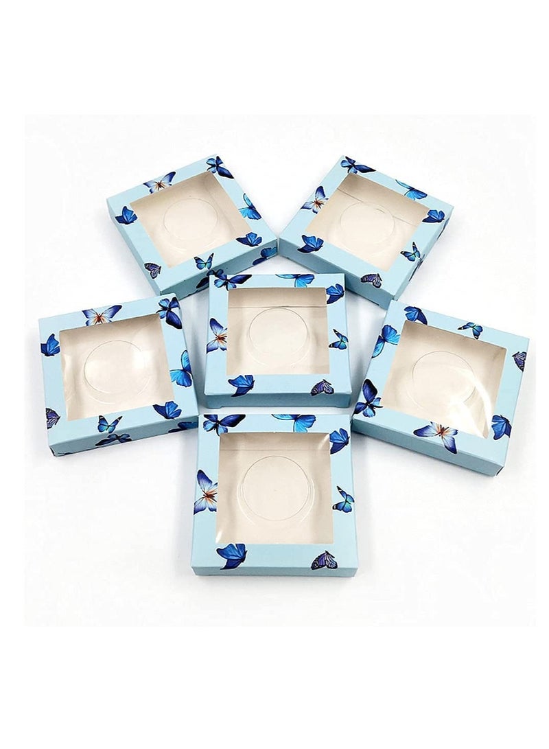 SYOSI 100 Pieces False Eyelashes Box Empty Lash Packaging Storage Containers 50 Soft Paper Lash Boxes with 50 Lash Tray Butterfly Prints Lash Case Holder (Blue2) - Image 5