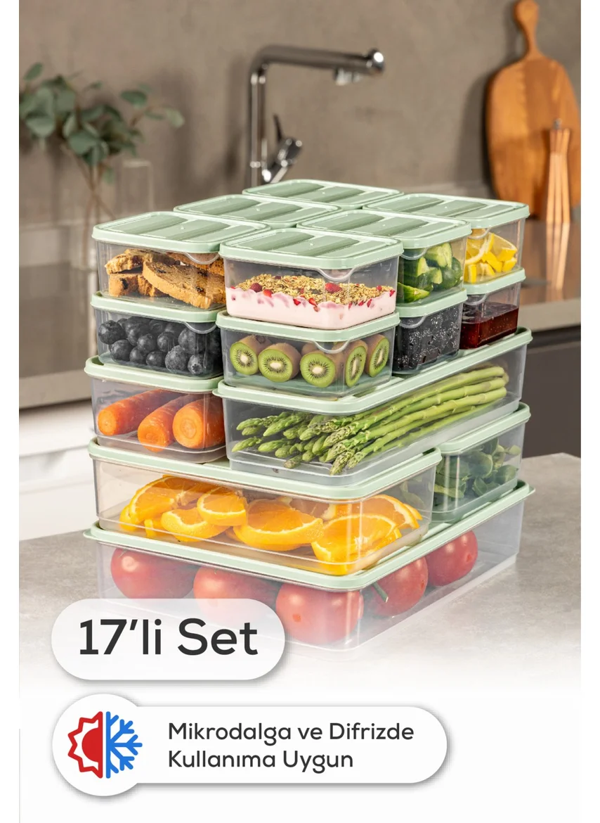فينيف 17LI Fridge Freezer Organizer Microwave and Freezer Suitable Storage Container Mint