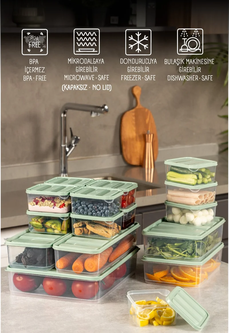 فينيف 17LI Fridge Freezer Organizer Microwave and Freezer Suitable Storage Container Mint