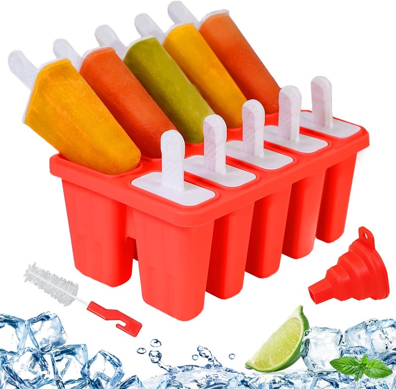 Choicy قوالب مصاصة السيليكون 10 تجويف، قالب مصاصة آيس DIY للأطفال والبالغين والمراهقين، قوالب آيس كريم خالية من BPA للحفلات والزبادي والعصائر والعصائر المخفوقة - Image 1