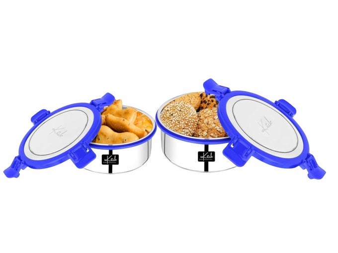 STAINLESS STEEL LUNCH BOX AIRTIGHT LEAKPROOF TIFFIN BOX FOR MENWOMEN LIDEASY TO CLEANSAFE IDEAL FOR OFFICE SCHOOL MEN WOMEN KIDS SET OF 2 PCS 11 CM 125 CM DIA 500 700 ML