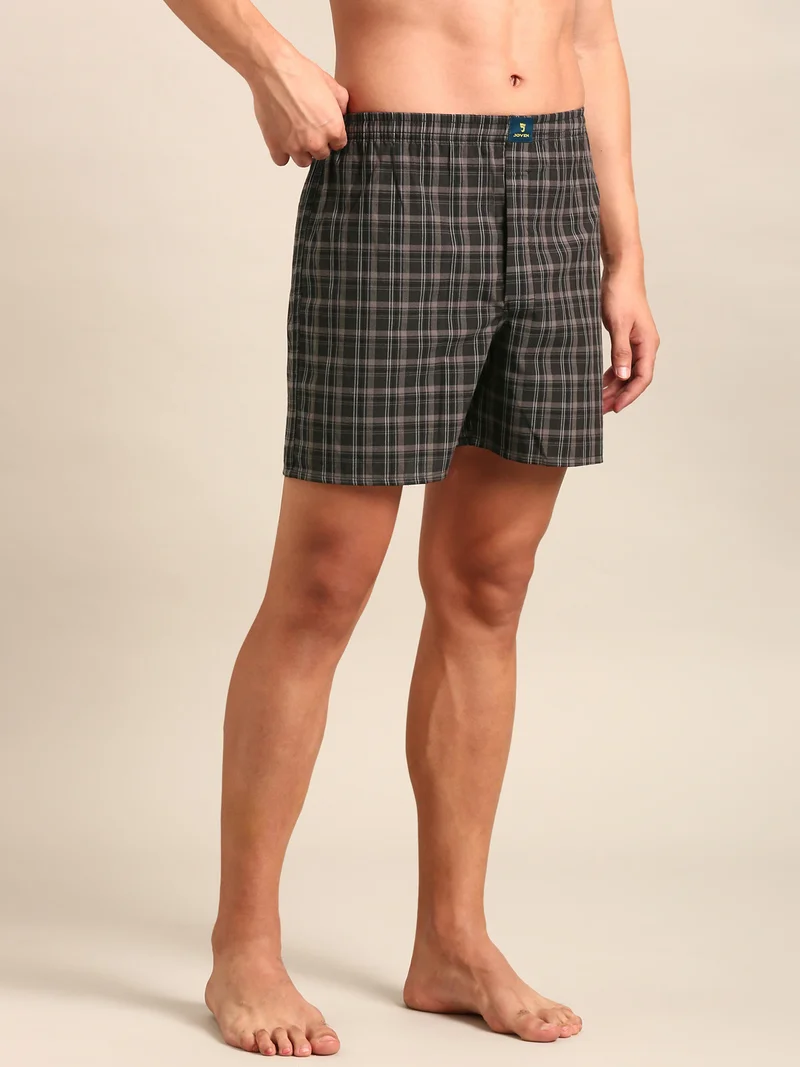 جوفن Men Checked Pure Cotton Boxers Pack of 2