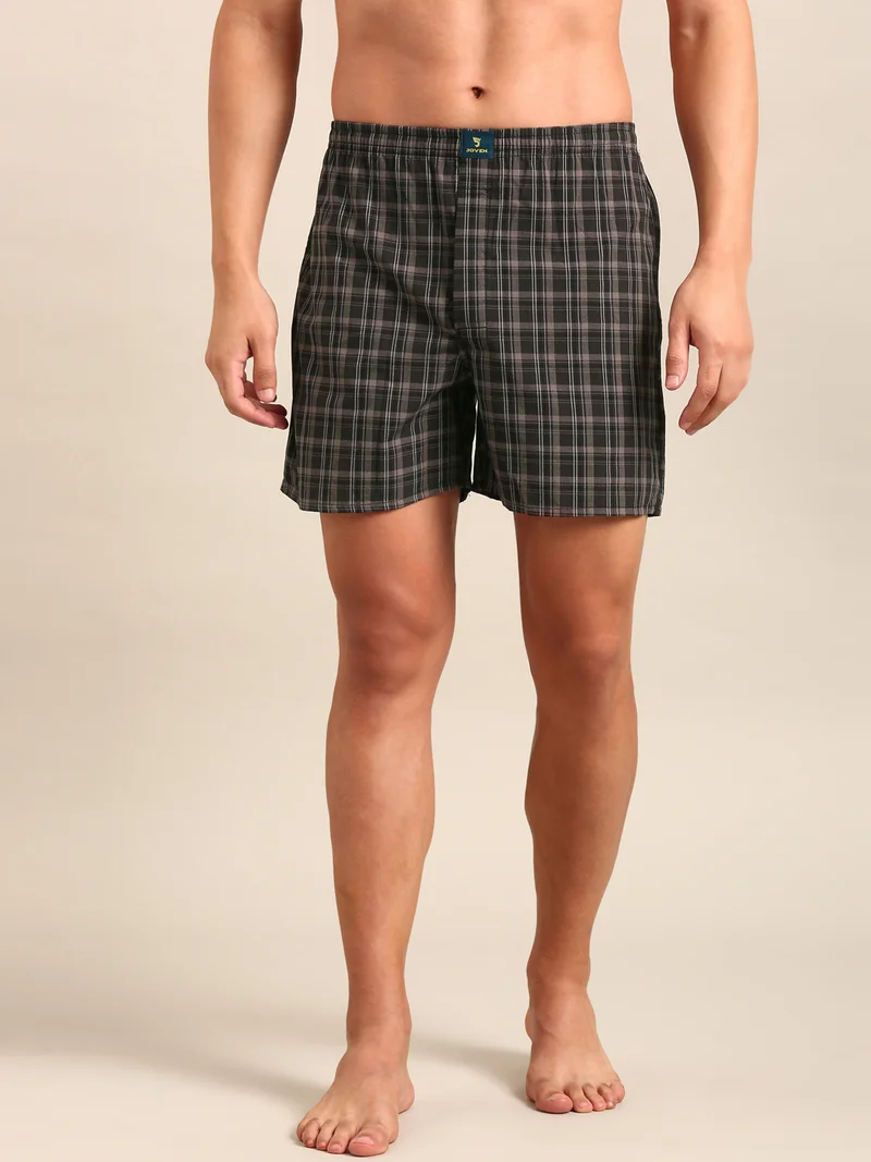 جوفن Men Checked Pure Cotton Boxers Pack of 2