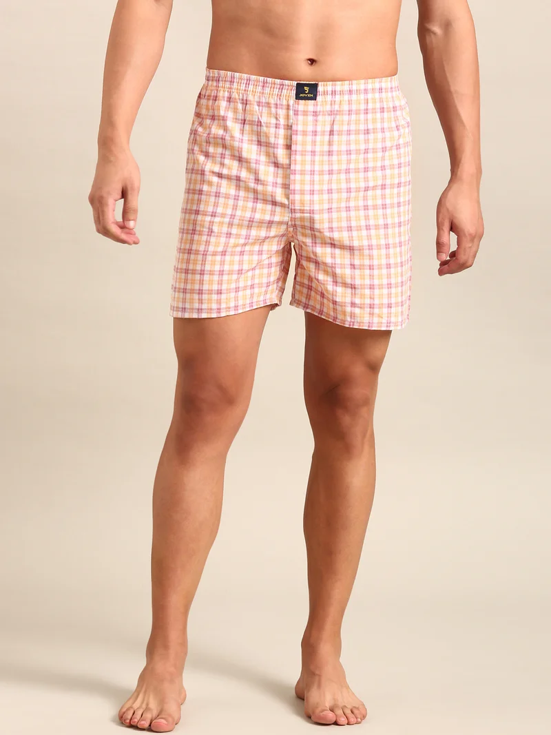 جوفن Men Checked Pure Cotton Boxers Pack of 2