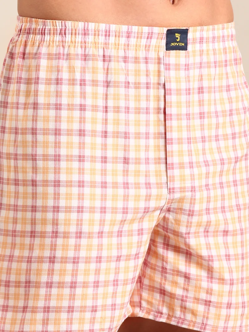 جوفن Men Checked Pure Cotton Boxers Pack of 2