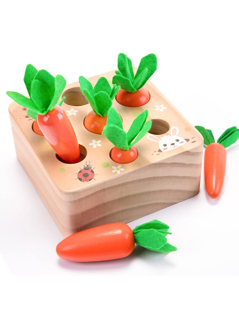 Montessori Toys for 1 Year Old, Carrots Harvest Wooden Baby Toys for 6-12 Months Educational Shape Sorting Matching Toys for Toddler Fine Motor Skill Development  - Image 1