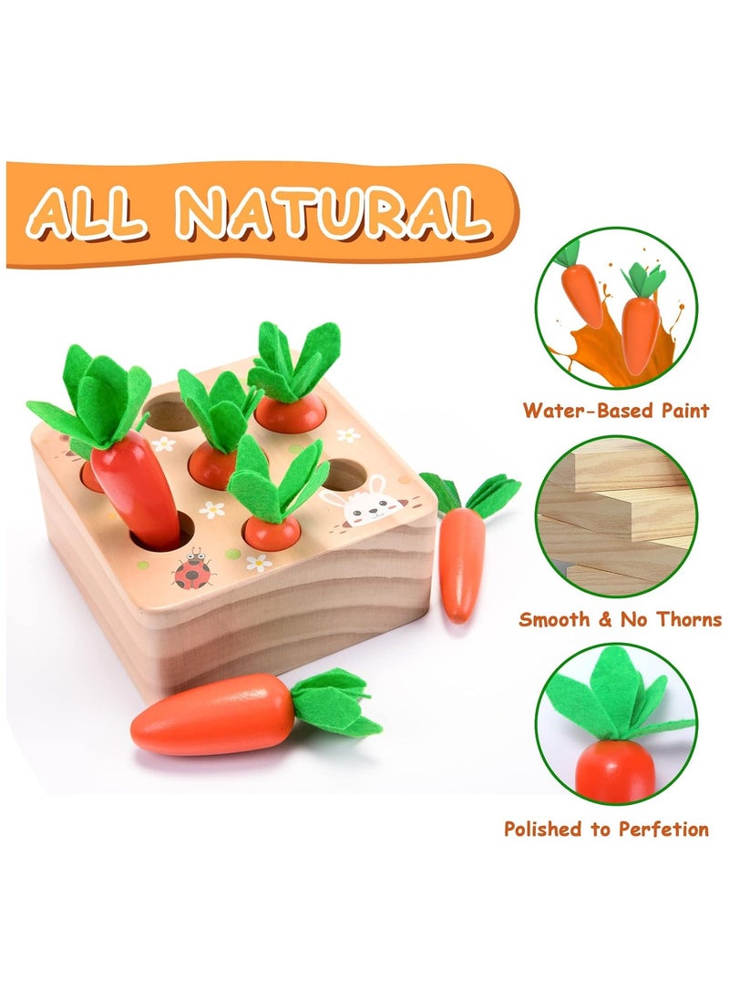 Montessori Toys for 1 Year Old, Carrots Harvest Wooden Baby Toys for 6-12 Months Educational Shape Sorting Matching Toys for Toddler Fine Motor Skill Development  - Image 4