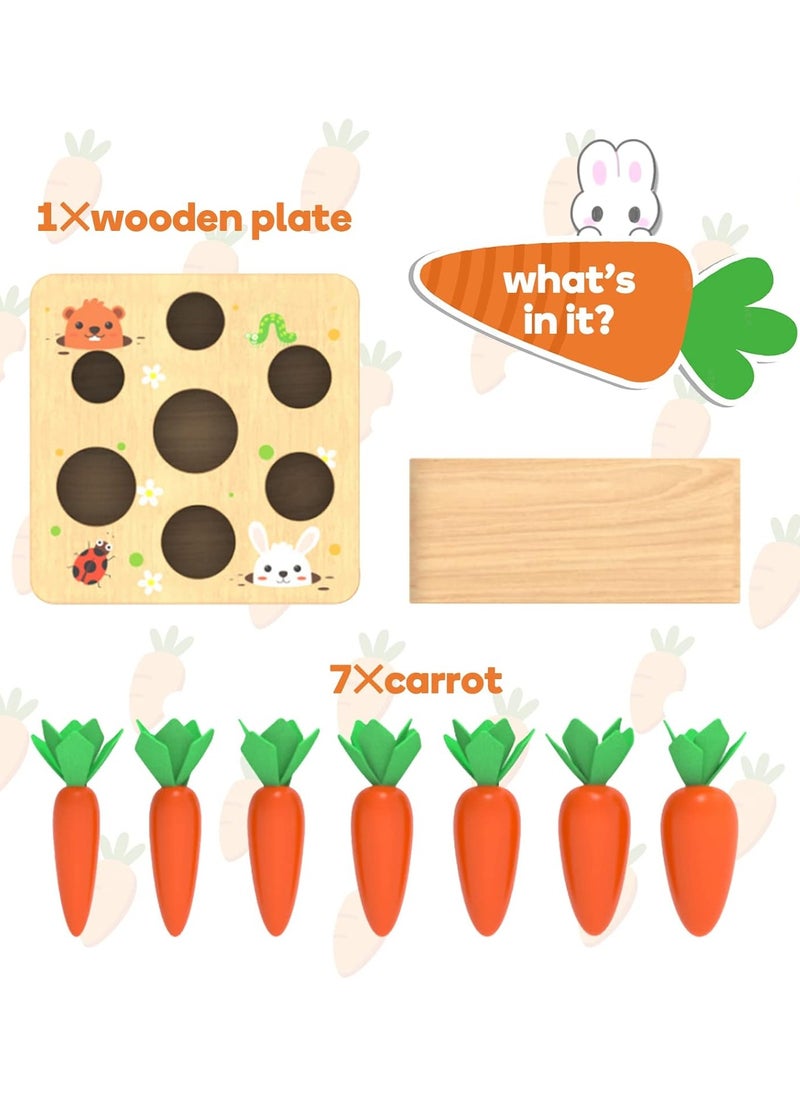 Montessori Toys for 1 Year Old, Carrots Harvest Wooden Baby Toys for 6-12 Months Educational Shape Sorting Matching Toys for Toddler Fine Motor Skill Development  - Image 5