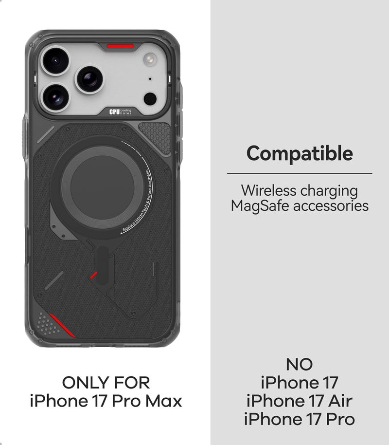 Aulumu A17 Rugged Case for iPhone 17 Pro Max | MagSafe Compatible | Integrated Drop Protection | Touch-Sensitive Buttons | Military-Grade Outdoor Design Black - Image 3
