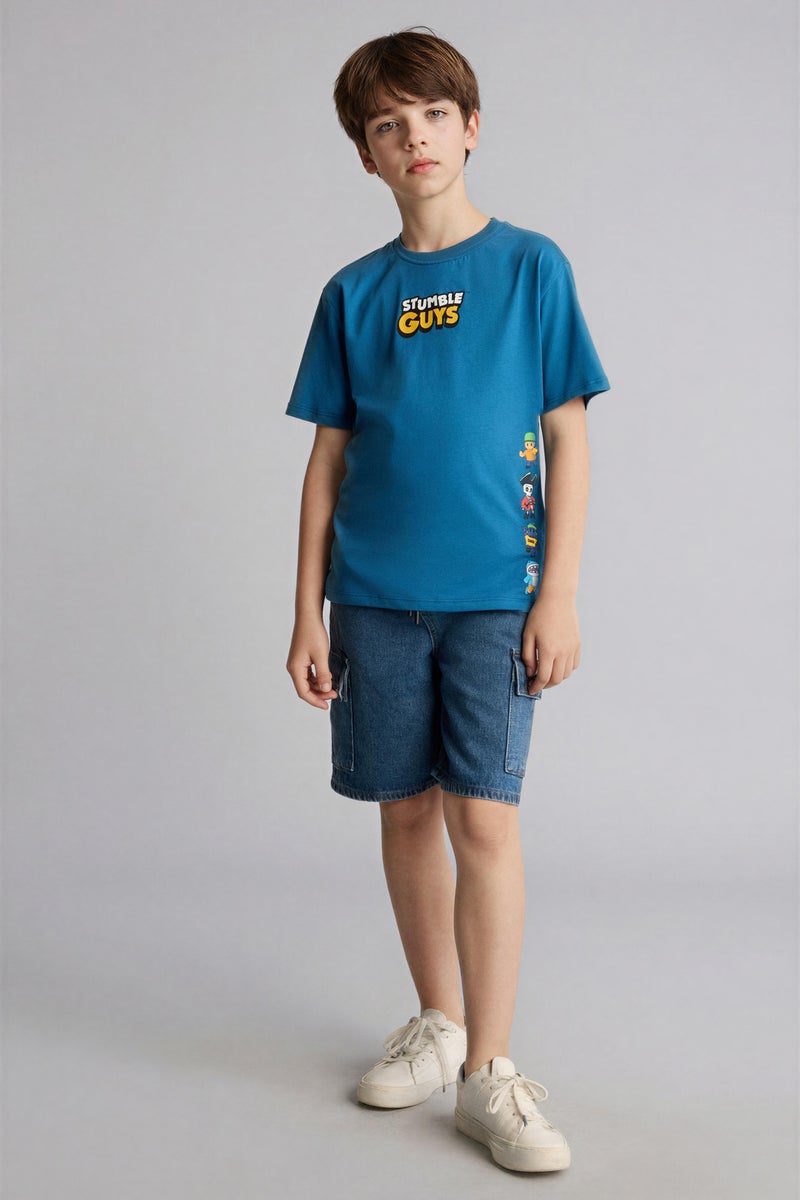 DeFacto Blue Boy Boy New Regular Fit Short Sleeve T-Shirt Casual - Image 2