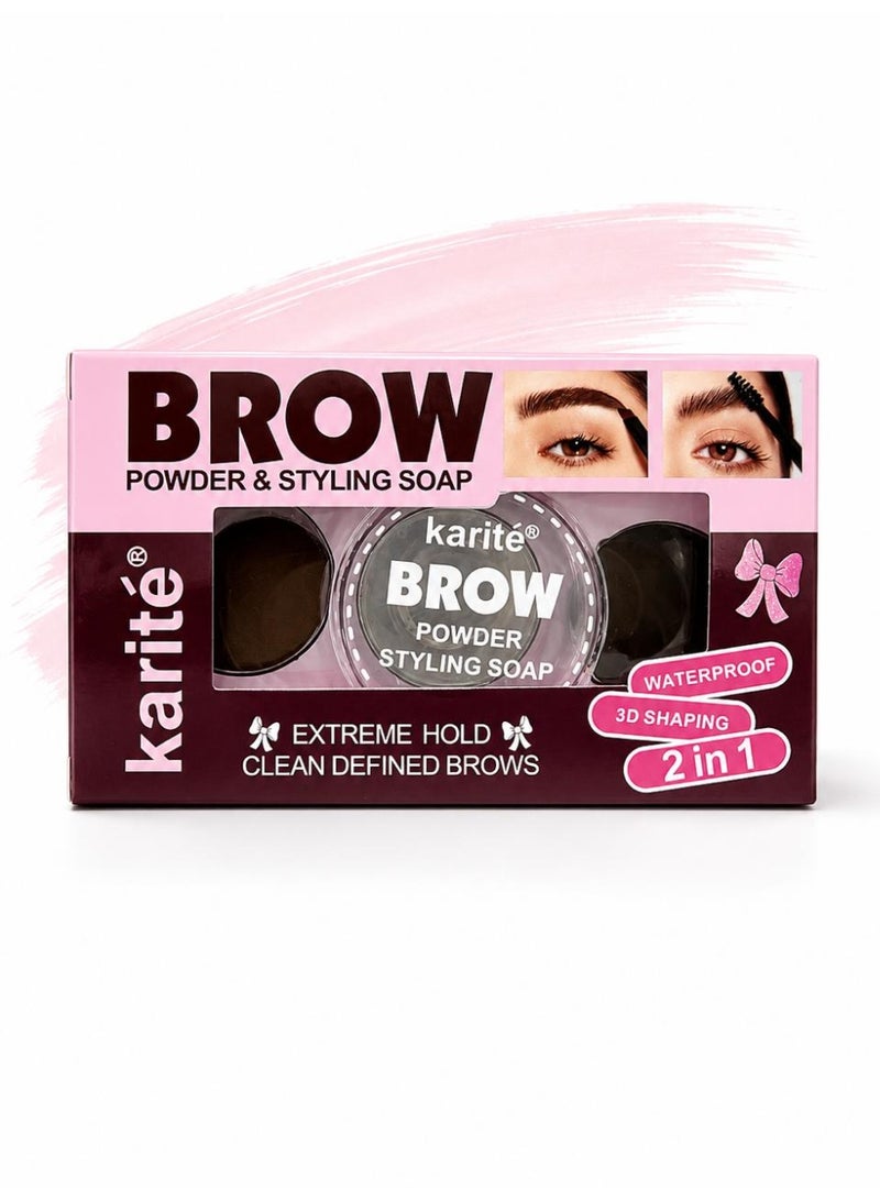 KARITE BROW POWDER & STYLING SOAP WATERPROOF 3D SHAPING 2 in 1 with brush shade 01 3g+2g - Image 2