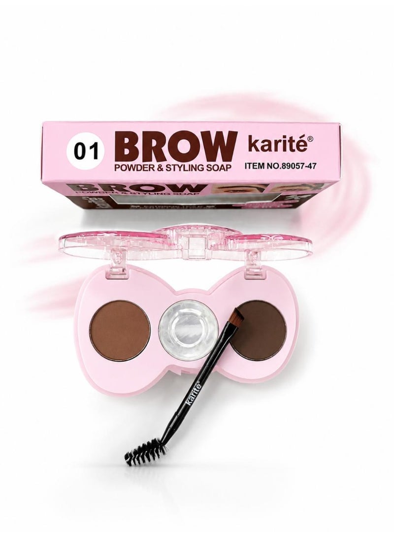 KARITE BROW POWDER & STYLING SOAP WATERPROOF 3D SHAPING 2 in 1 with brush shade 01 3g+2g - Image 1