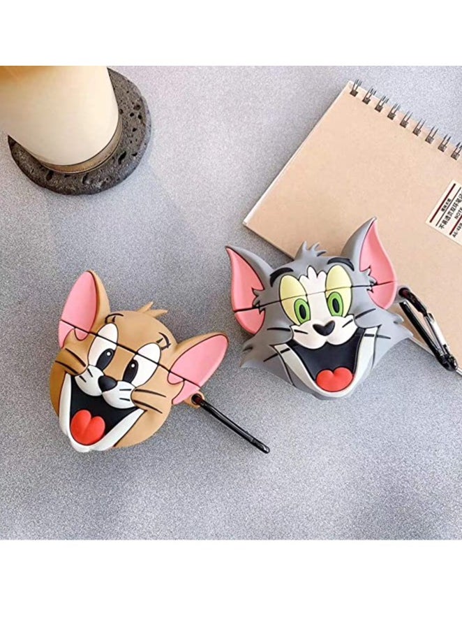 Airpods 4 Compatible Soft Silicone Cartoon Character Case Cover with Keychain, 360° Protective Case (Jerry, Airpods 4)