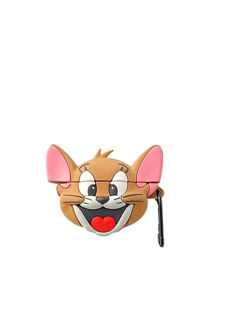 Airpods 4 Compatible Soft Silicone Cartoon Character Case Cover with Keychain, 360° Protective Case (Jerry, Airpods 4)