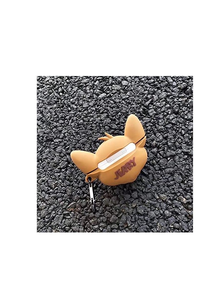 Airpods 4 Compatible Soft Silicone Cartoon Character Case Cover with Keychain, 360° Protective Case (Jerry, Airpods 4)