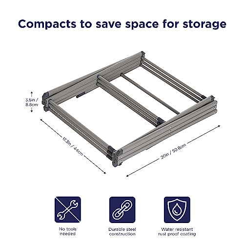 BLACK+DECKER 3 Tier Expandable Collapsing Foldable Laundry Rack for Air Drying Clothing, Space Saving Heavy Duty Lightweight Metal Drying Rack, Grey - Image 3