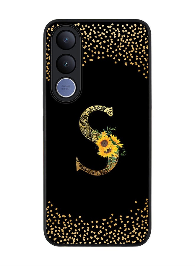 Stylizedd For vivo V70 FE Case,Slim fit Camera Protection, Shockproof Thin Phone cover  - Custom Floral Monogram - S ( Black ) - Image 1