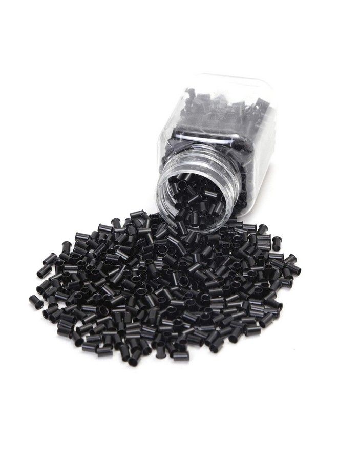 Vlasy 3.4Mm Microlink Beads Nonsilicone Copper Tubes Beads Locks Micro Link Ring Tube (1000Pcs Black)  - Image 1