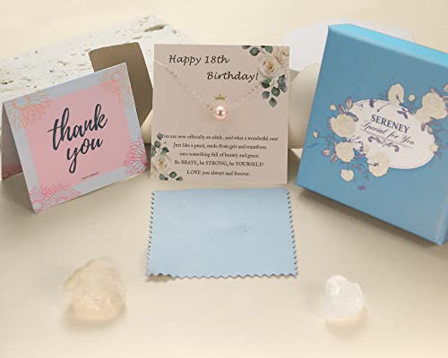 Sereney 18th Birthday Gifts for Girls S925 Sterling Silver Pink Pearl Necklace as Gifts for 18 Year Old Girl, Adujustable Length 18 Birthday Gifts for Girls Trendy 2025 - Image 2