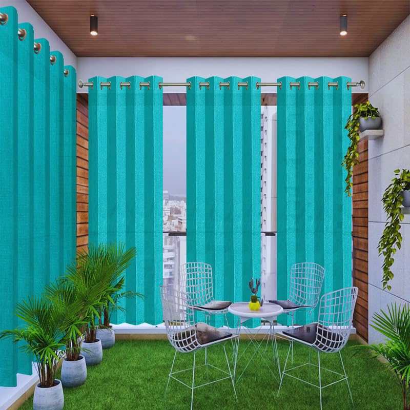 FREDDO HDPE Fabric 90% Sun Blockage Indoor and Outdoor Eyelet Curtains UV and Heat Protection for Balcony and Window, Green Color, 4.5 ft X 9 ft, Pack of 2 Pieces - Image 1
