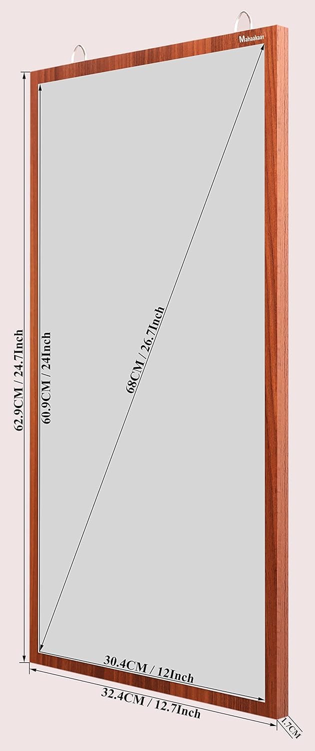 Mahaakaay Soni Engineered Wood Dressing Rectangular Hanging Bathroom Wall Mirror Classic Walnut - Image 2