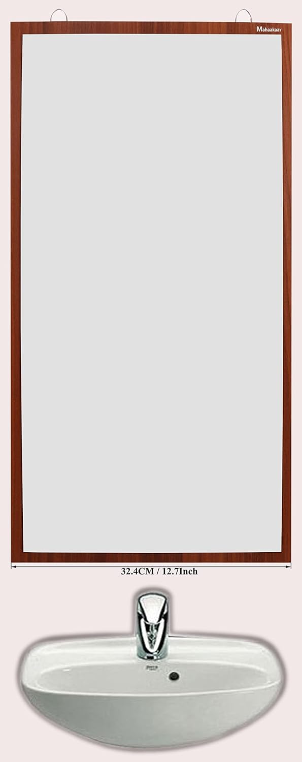 Mahaakaay Soni Engineered Wood Dressing Rectangular Hanging Bathroom Wall Mirror Classic Walnut - Image 4