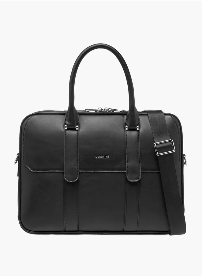 DUCHINI Mens' Logo Detail Laptop Bag with Top Handles and Zip Closure
