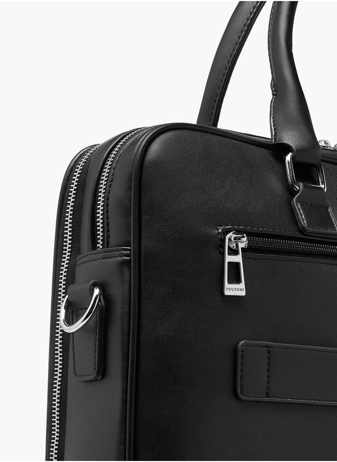 DUCHINI Mens' Logo Detail Laptop Bag with Top Handles and Zip Closure  - Image 5