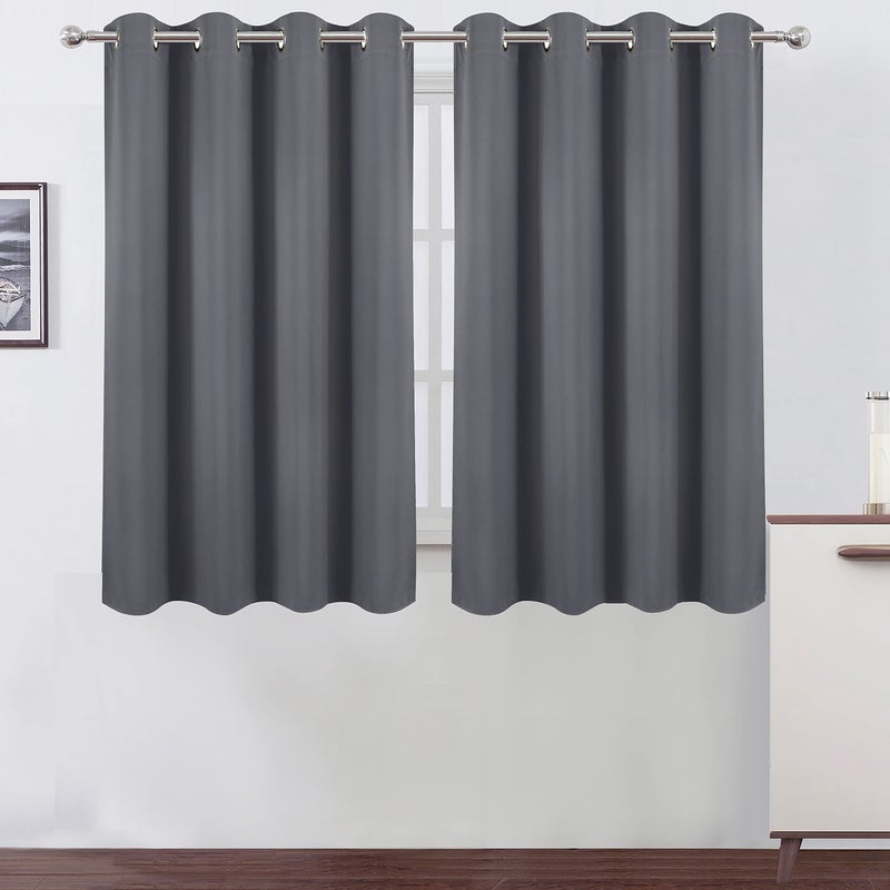 LEMOMO Grey Thermal Blackout Curtains52 x 54 InchSet of 2 Panels Room Darkening Curtains for Bedroom