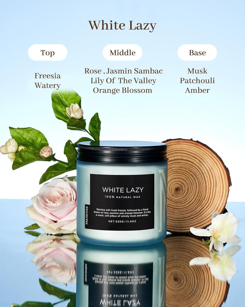 M&SENSE Freesia Amber Scented Candle, 11.6oz Freesia Aromatherapy 2 Cotton Wick Candles, Up to 70 Hours Burn Time, Natural Soy Candle for Creating a Calm Cozy Atmosphere - Image 2