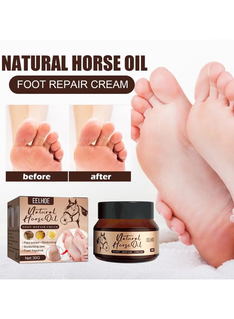 EELHOE Horse Oil Foot Repair Cream, Horse Oil Hand Foot Cream, Anti Cracking Skin Repairing Moisturizer, Feet Heel Cream, for Rough Dry & Cracked Chapped Feet Heel Skin - Image 3