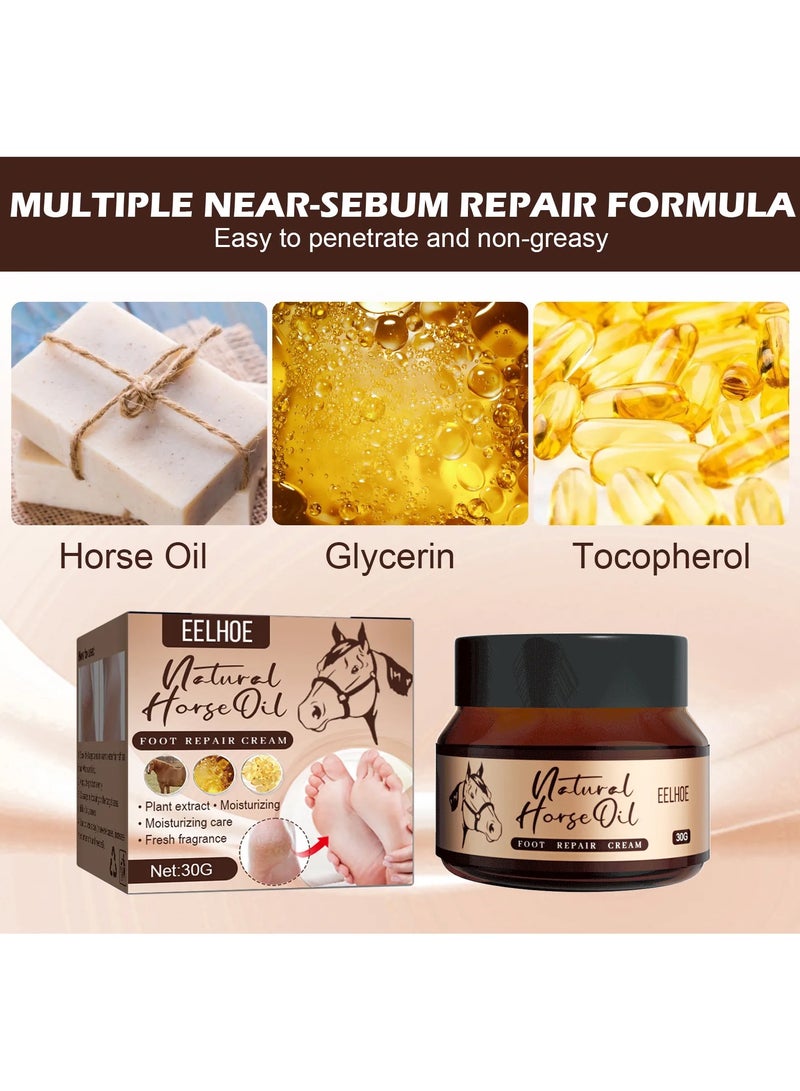 EELHOE Horse Oil Foot Repair Cream, Horse Oil Hand Foot Cream, Anti Cracking Skin Repairing Moisturizer, Feet Heel Cream, for Rough Dry & Cracked Chapped Feet Heel Skin - Image 4
