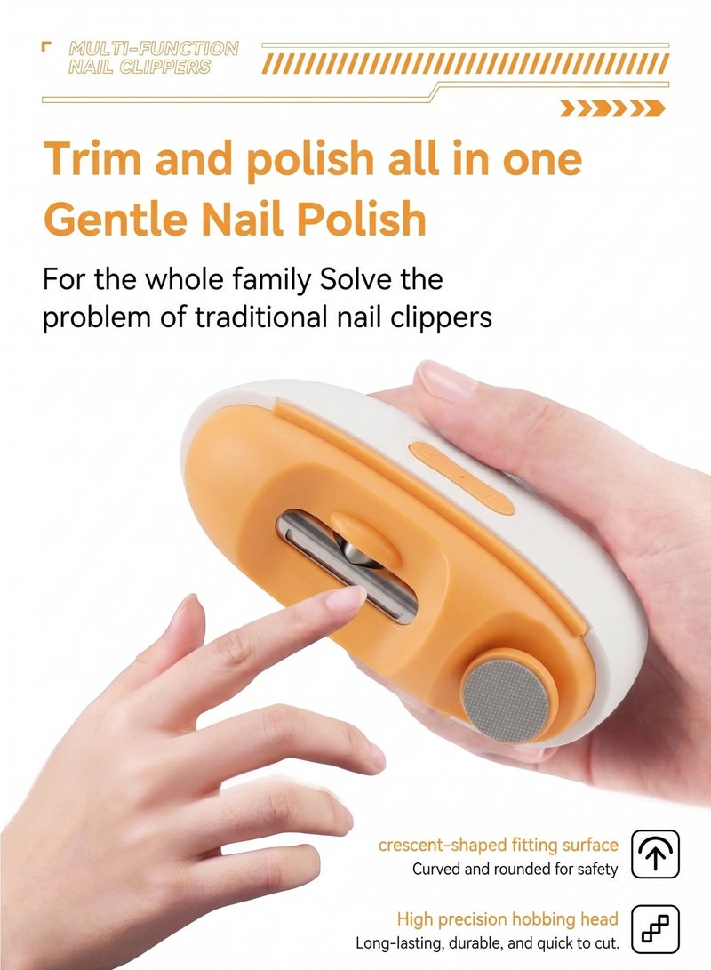 BASILKIT Electric Nail Clipper for Kids & Adults, M3 Classic White, 4-in-1 Automatic Nail Trimmer & Polisher with LED Light, USB Rechargeable, Safe Nail Cutter for Baby Care & Family Grooming - Image 4