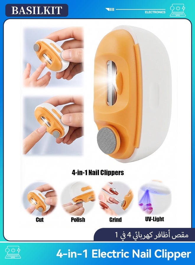BASILKIT Electric Nail Clipper for Kids & Adults, M3 Classic White, 4-in-1 Automatic Nail Trimmer & Polisher with LED Light, USB Rechargeable, Safe Nail Cutter for Baby Care & Family Grooming - Image 1