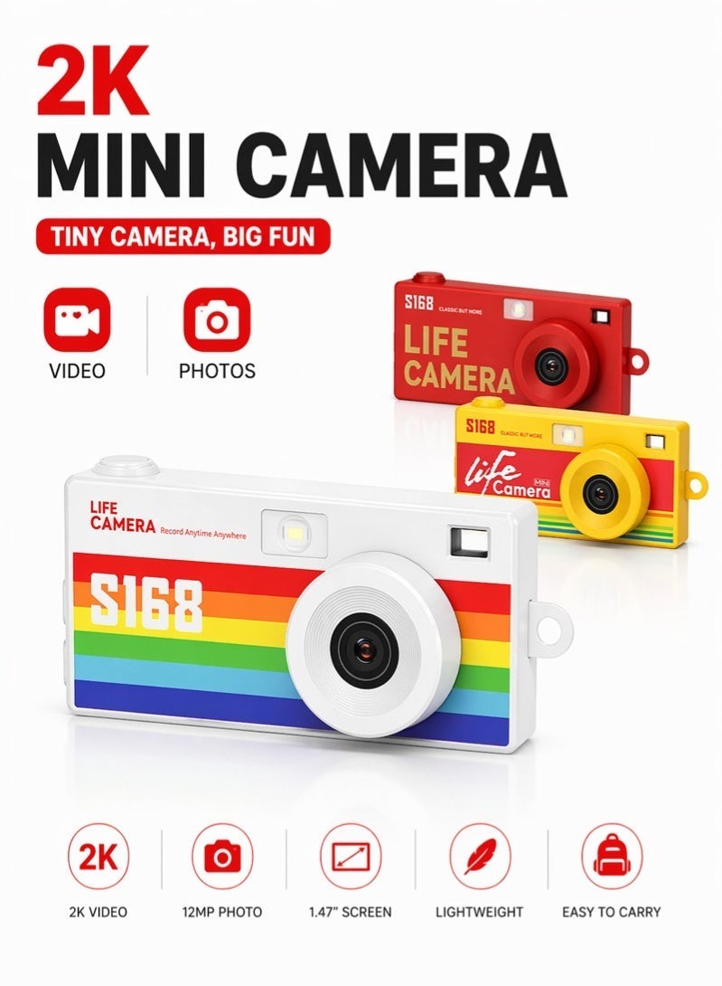 Neyecam 2K Mini Thumb Digital Camera, Ultra-Thin Wearable Pocket Camcorder with 1.47" Screen & Flash, 110° Wide Angle Lens, Retro Y2K Keychain Camera for Outdoors, Travel & Gifts (White, 32GB Card Included) - Image 4