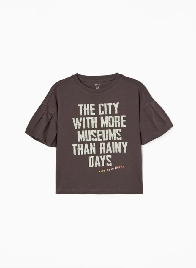 Zippy Cotton T-shirt for Girls 'Berlin', Dark Grey