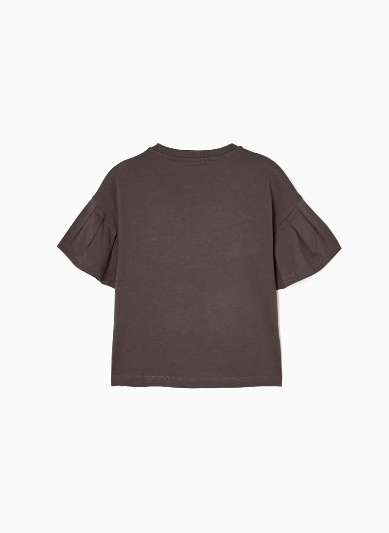 Zippy Cotton T-shirt for Girls 'Berlin', Dark Grey