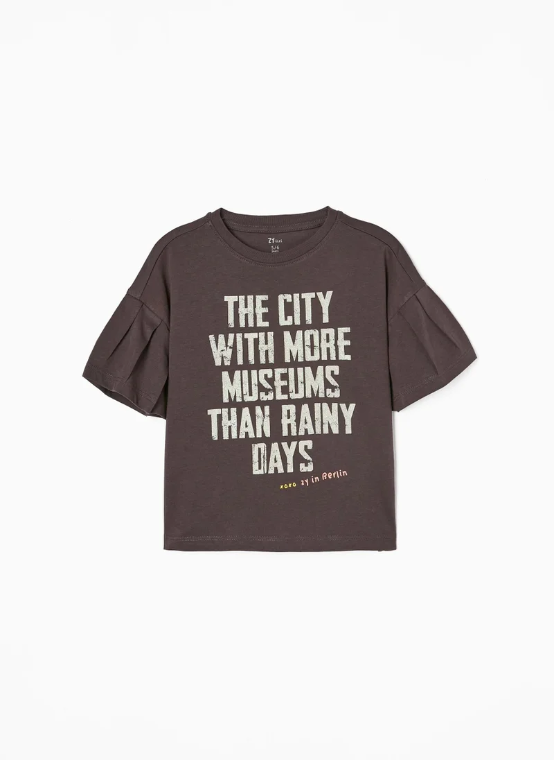 Zippy Cotton T-shirt for Girls 'Berlin', Dark Grey