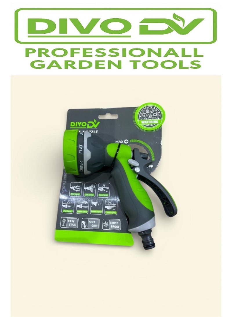 DIVO Garden Hose Nozzle Multi-Function Water Spray Gun – Model DVO714-32 - Image 1