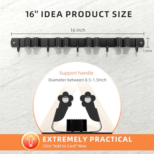 DOMAXCAI Broom Holder Wall Mount, Improved Non-slip Mop and Broom Holder Wall Mount, Heavy Duty Broom Hanger Organizer for Closet Laundry Garden Garage Storage (4 Racks 5 Hooks) - Image 5