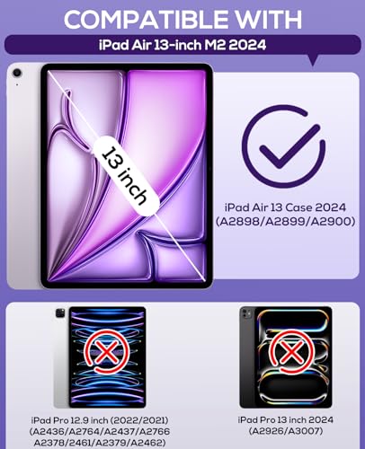 Cantis Case for iPad Air 13 Inch (M3) 2025/ for iPad Air 13-inch (M2) 2024 with Pencil Holder, Heavy Duty Shockproof Case for i Pad Air 13" Supports Pencil Pro and Pencil (USB-C), Purple+Purple - Image 2