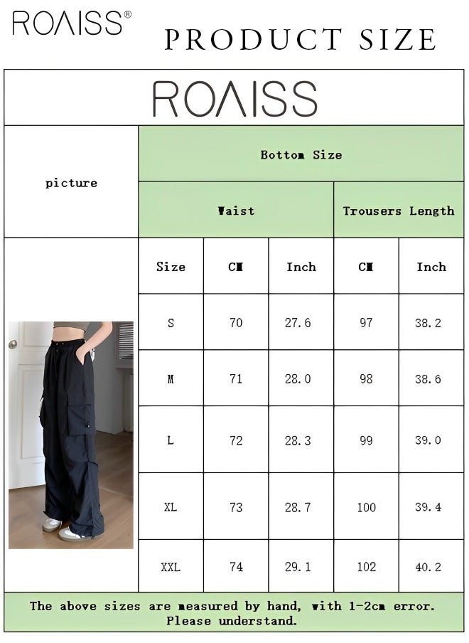 roaiss - Women's Casual Quick Drying Overalls Multi Pocket High Waist Loose Wide Leg Pants - Image 1