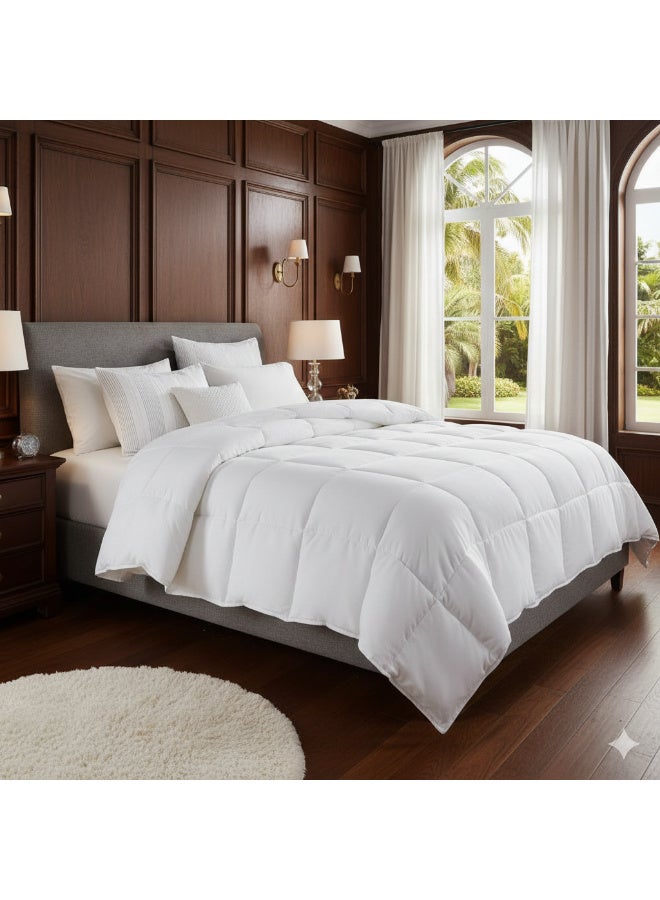 Harmony Home Stripe Microfiber Quilt – 85 GSM | Soft & Lightweight | White - Image 1
