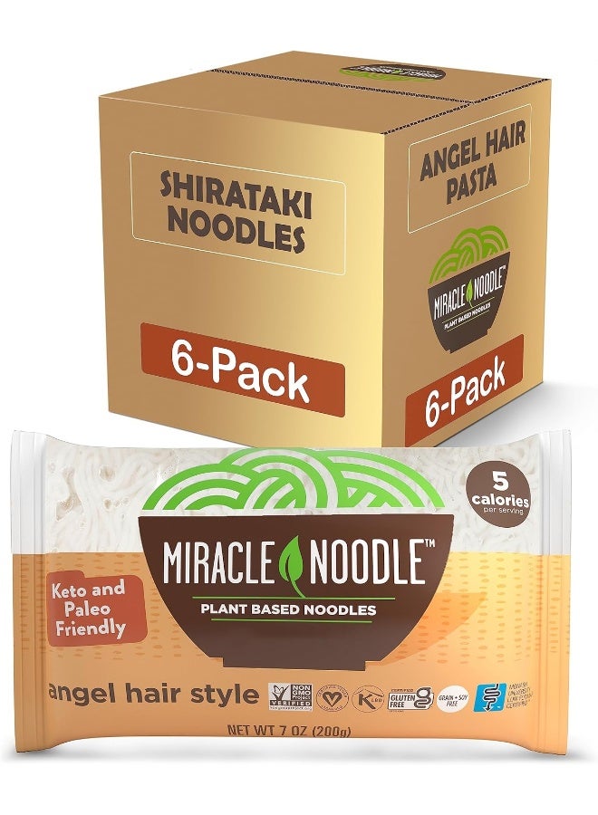 Miracle Noodle Angel Hair Pasta, 7 Oz (Pack of 6), Plant Based Shirataki Konjac Noodles, 5 Calories, 1g Net Carbs Per Serving, Keto, Gluten-Free - Image 1