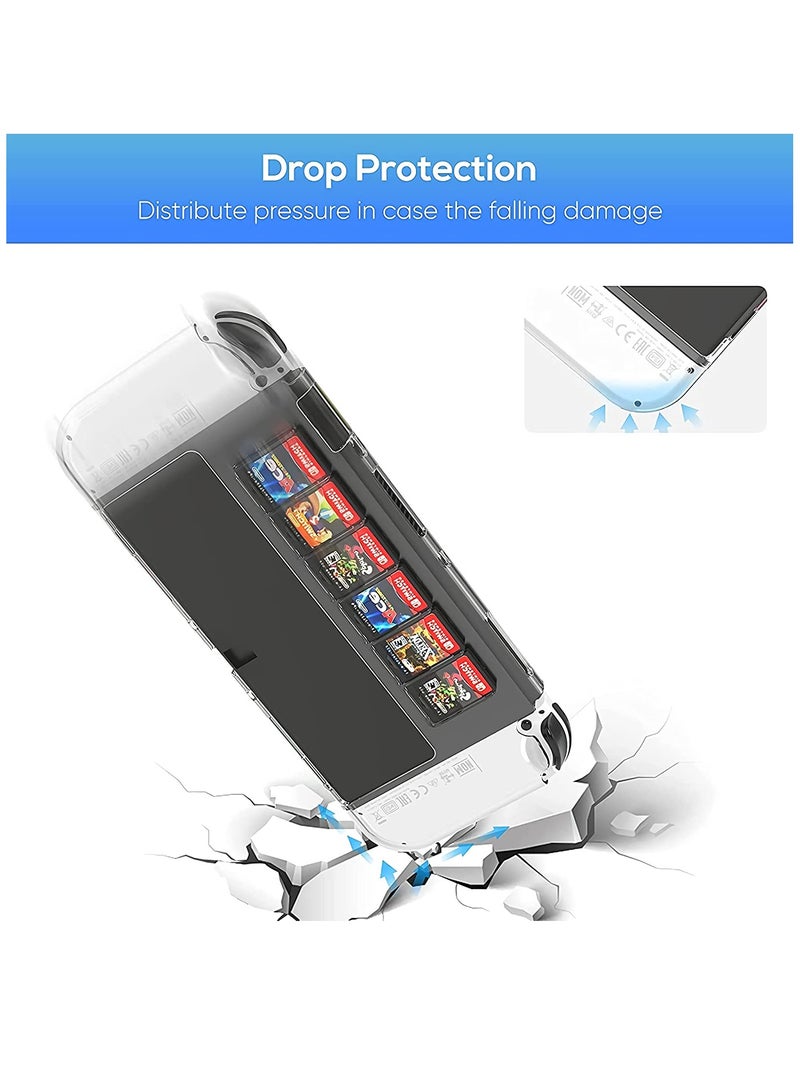 KASTWAVE Protective Case for Switch OLED Model with Game Card Storage, Hard Plastic PC Cover for Nintendo Switch OLED Model Joycon Controller, Shockproof Protector with NS OLED Model (Transparent) - Image 4