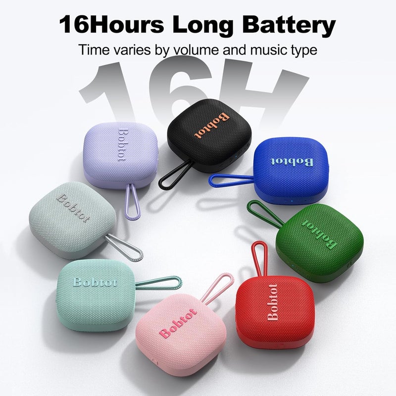 Bobtot Portable Speaker Wireless Bluetooth Speakers - Waterproof Speakers with 16 Hours of Playtime, Loud Stereo Sound, Built-in Mic, TWS, Mini Outdoor Speaker with Carry Lanyard, Blue - Image 3