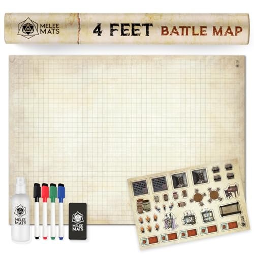 Melee Mats DND Map Starter Set  35 x 48 Wet  Dry Erase Battle Terrain Grid for Dungeons and Dragons  Ultimate Tabletop Gaming Experience with Accessories - Image 1