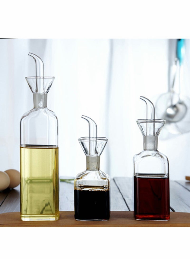 KASTWAVE Oil Bottle Glass Olive Oil Dispenser Bottle Glass Set 2 Pcs 250 ml and 500 ml Cooking Vinegar Measuring Dispenser Lab Glassware Seal Handicraft with Spout for Kitchen and BBQ - Image 1