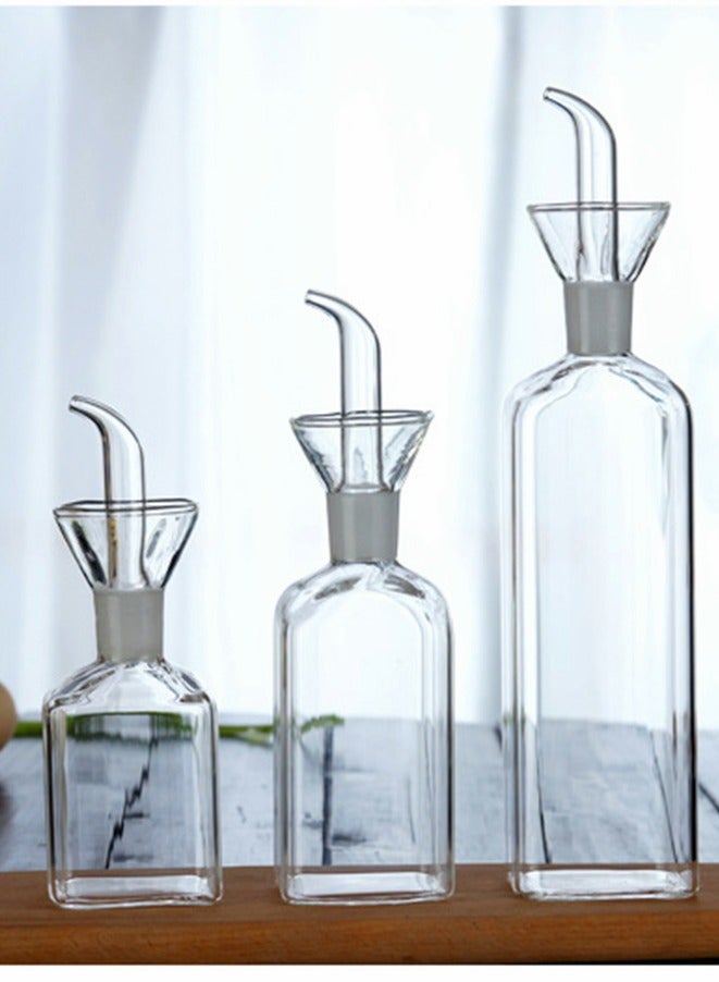 KASTWAVE Oil Bottle Glass Olive Oil Dispenser Bottle Glass Set 2 Pcs 250 ml and 500 ml Cooking Vinegar Measuring Dispenser Lab Glassware Seal Handicraft with Spout for Kitchen and BBQ - Image 2